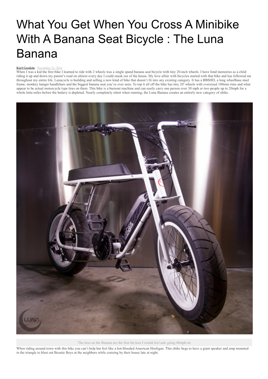 What You Get When You Cross a Minibike with a Banana Seat Bicycle : the Luna Banana