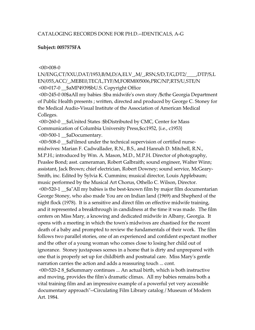 Cataloging Records Done for Ph