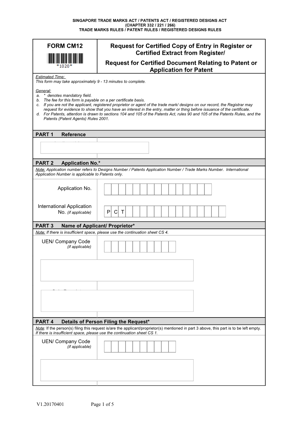Singapore Trade Marks Act / Patents Act / Registered Designs Act