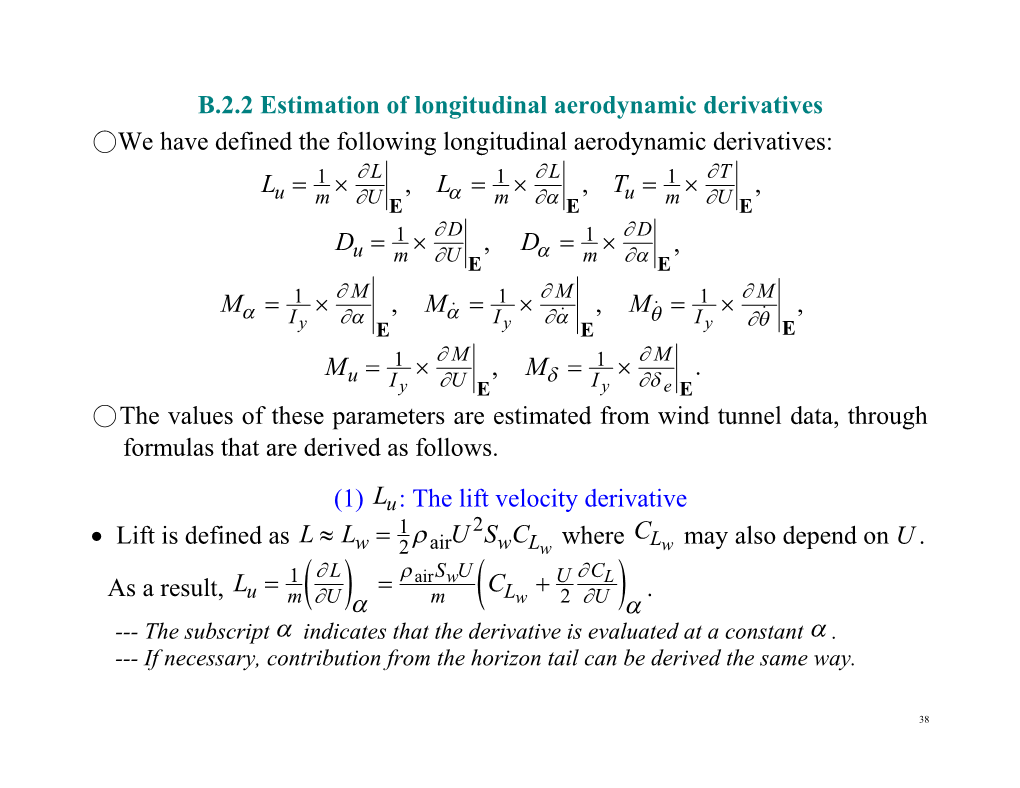 B.2.2 Estimation of Longitudinal Aerodynamic Derivatives