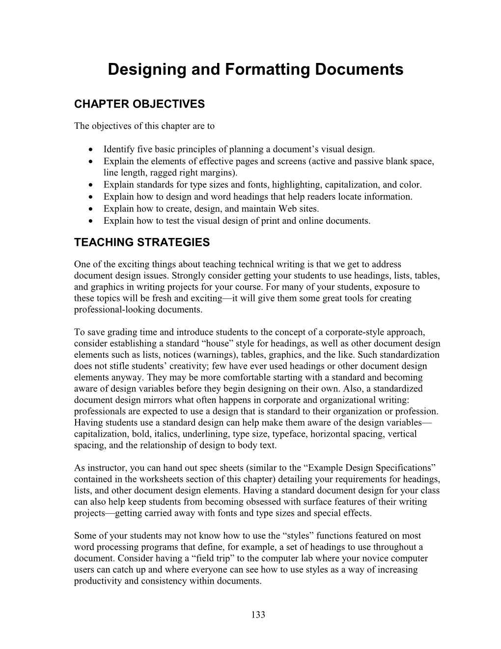 Designing and Formatting Documents