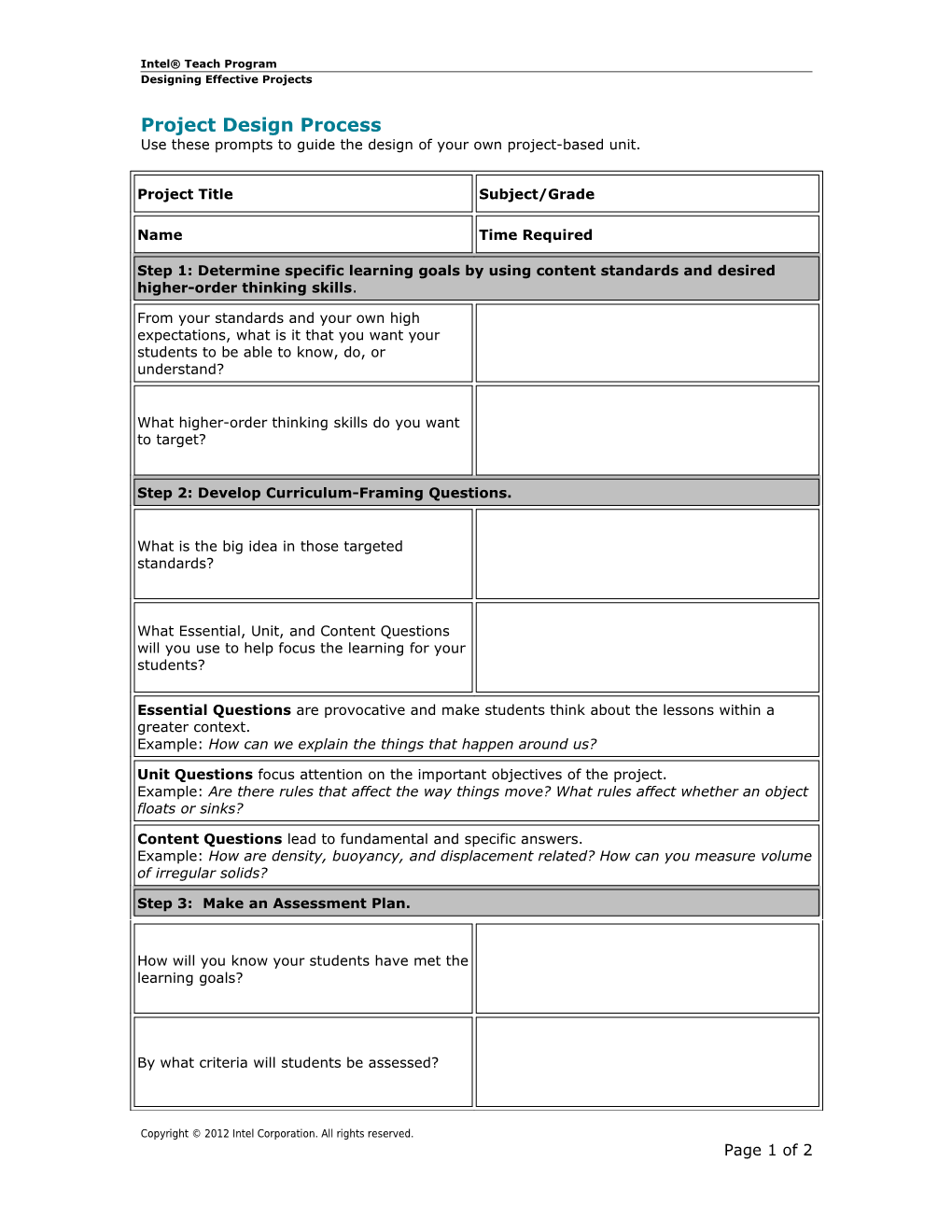 Designing Effective Projects