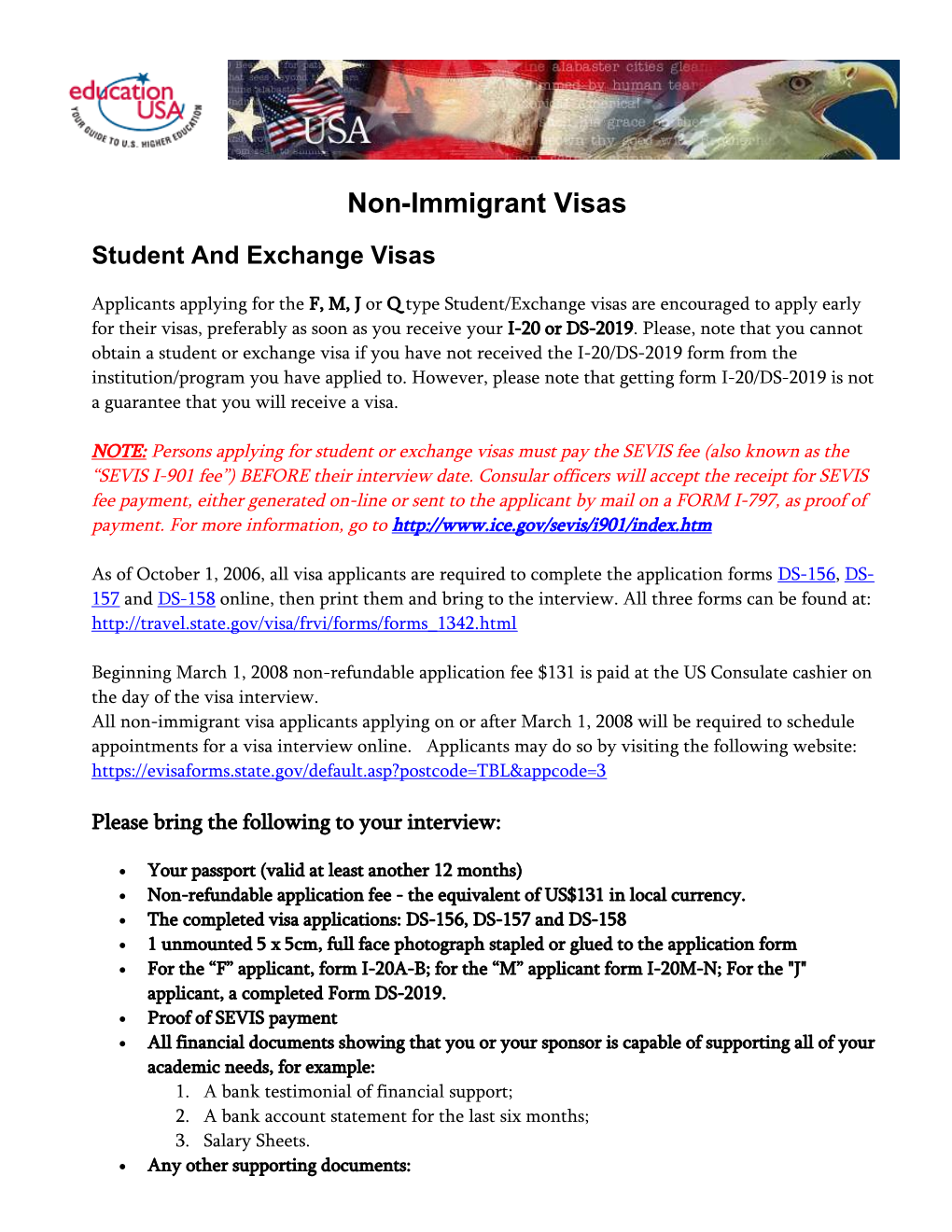 Student and Exchange Visas