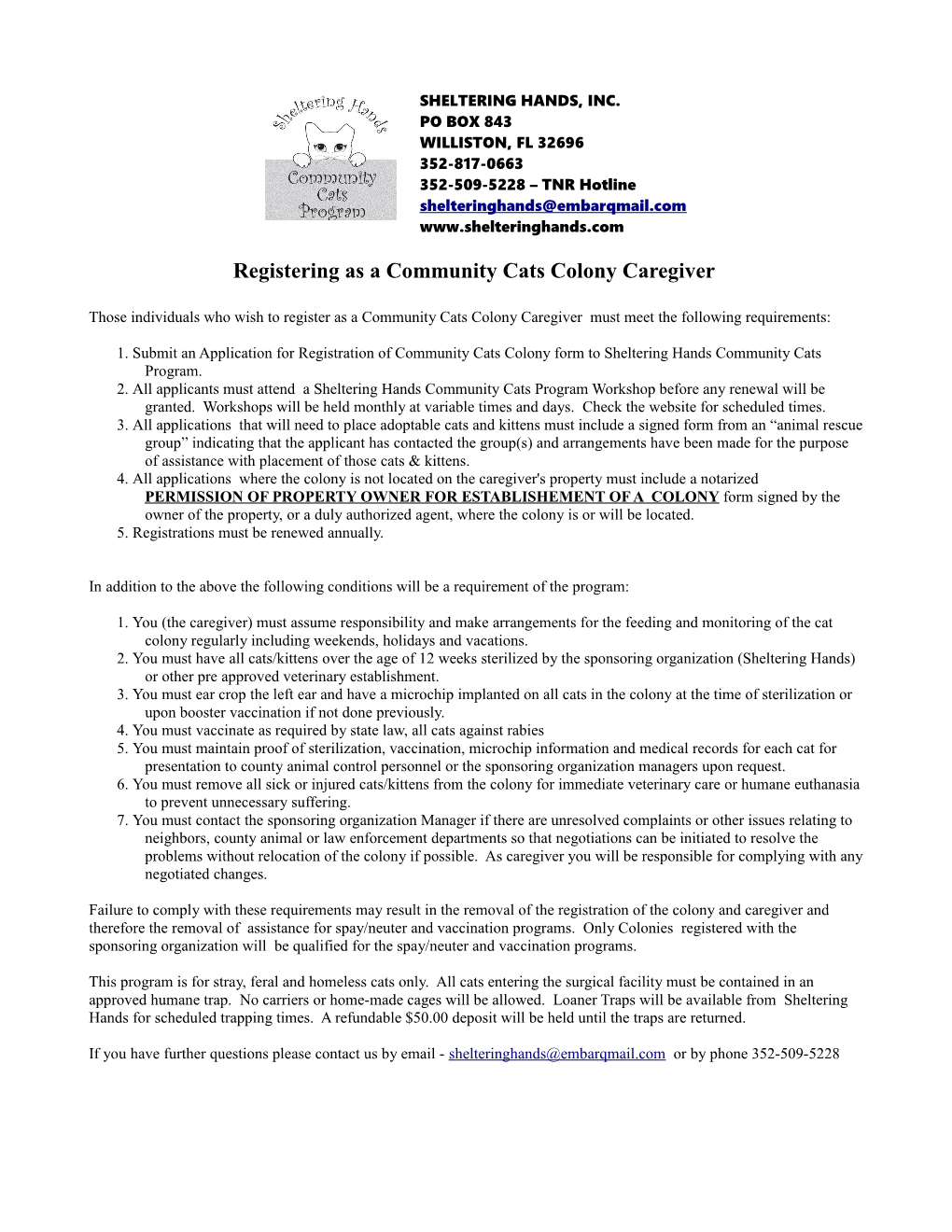 Registering As a Community Cats Colony Caregiver