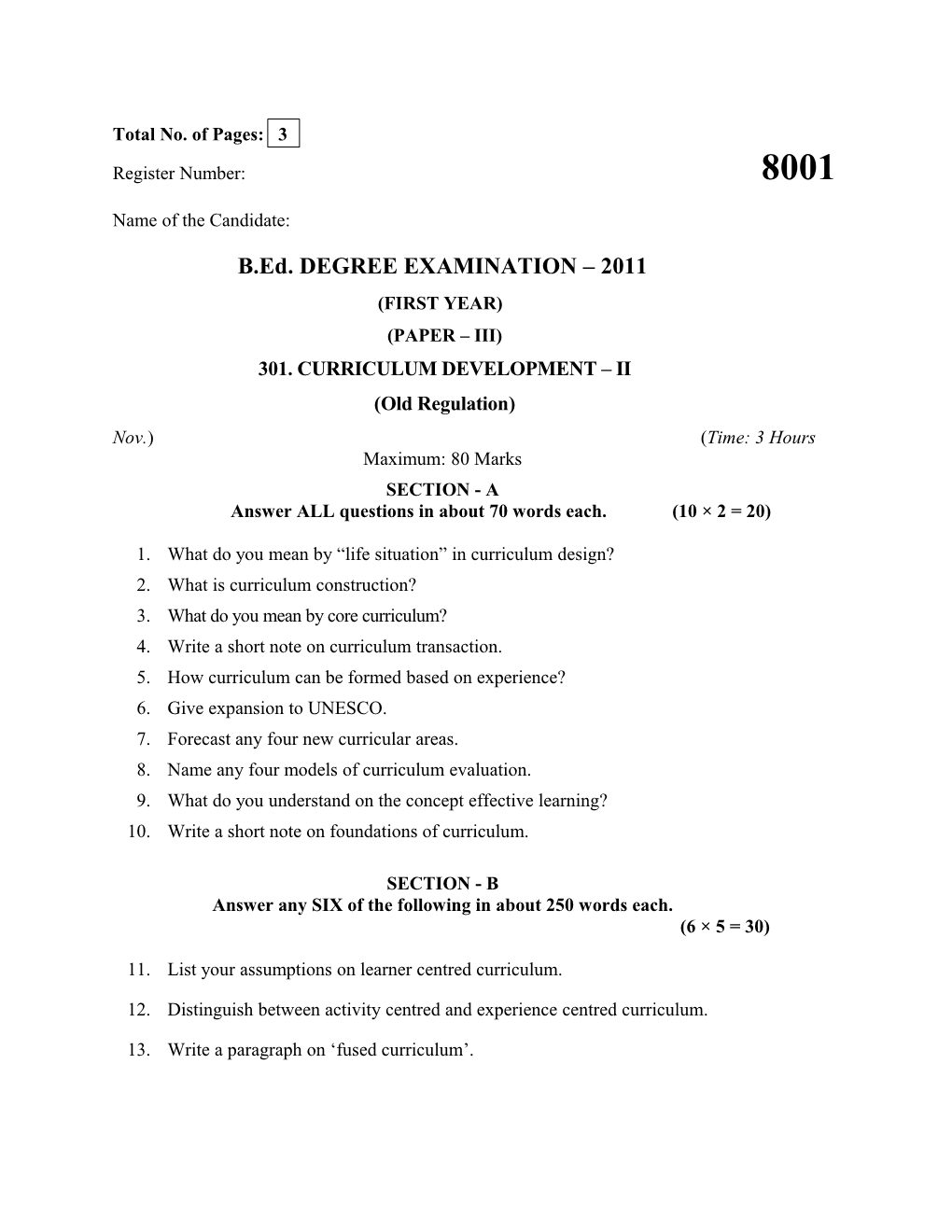 Register Number: 8001