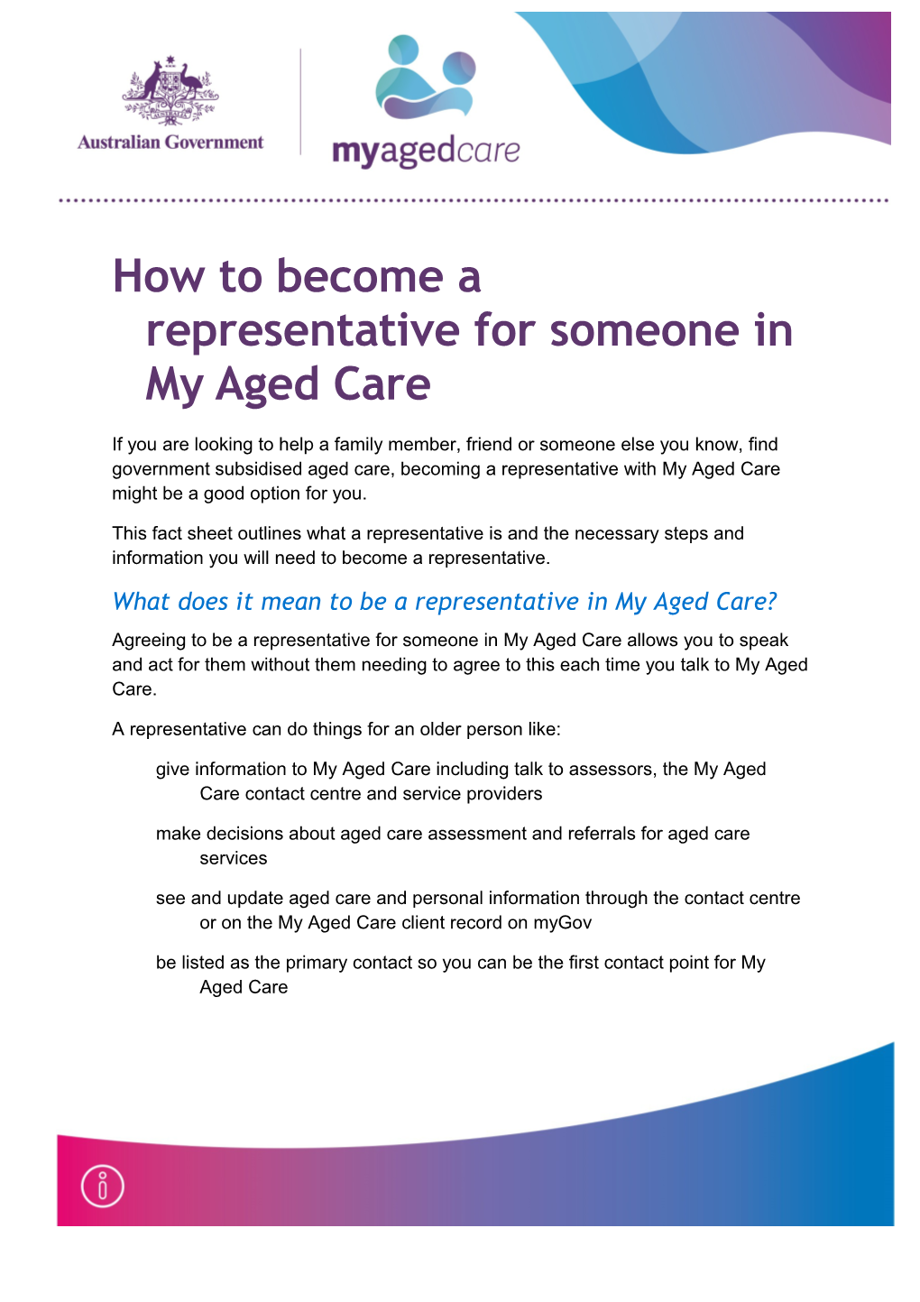 How to Become a Representative for Someone in My Aged Care