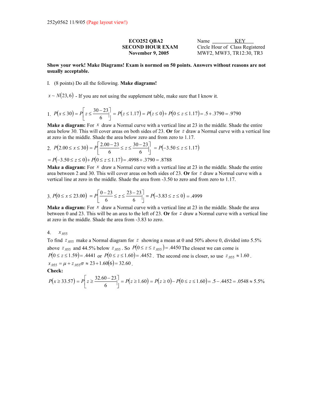 SECOND HOUR EXAM Circle Hour of Class Registered