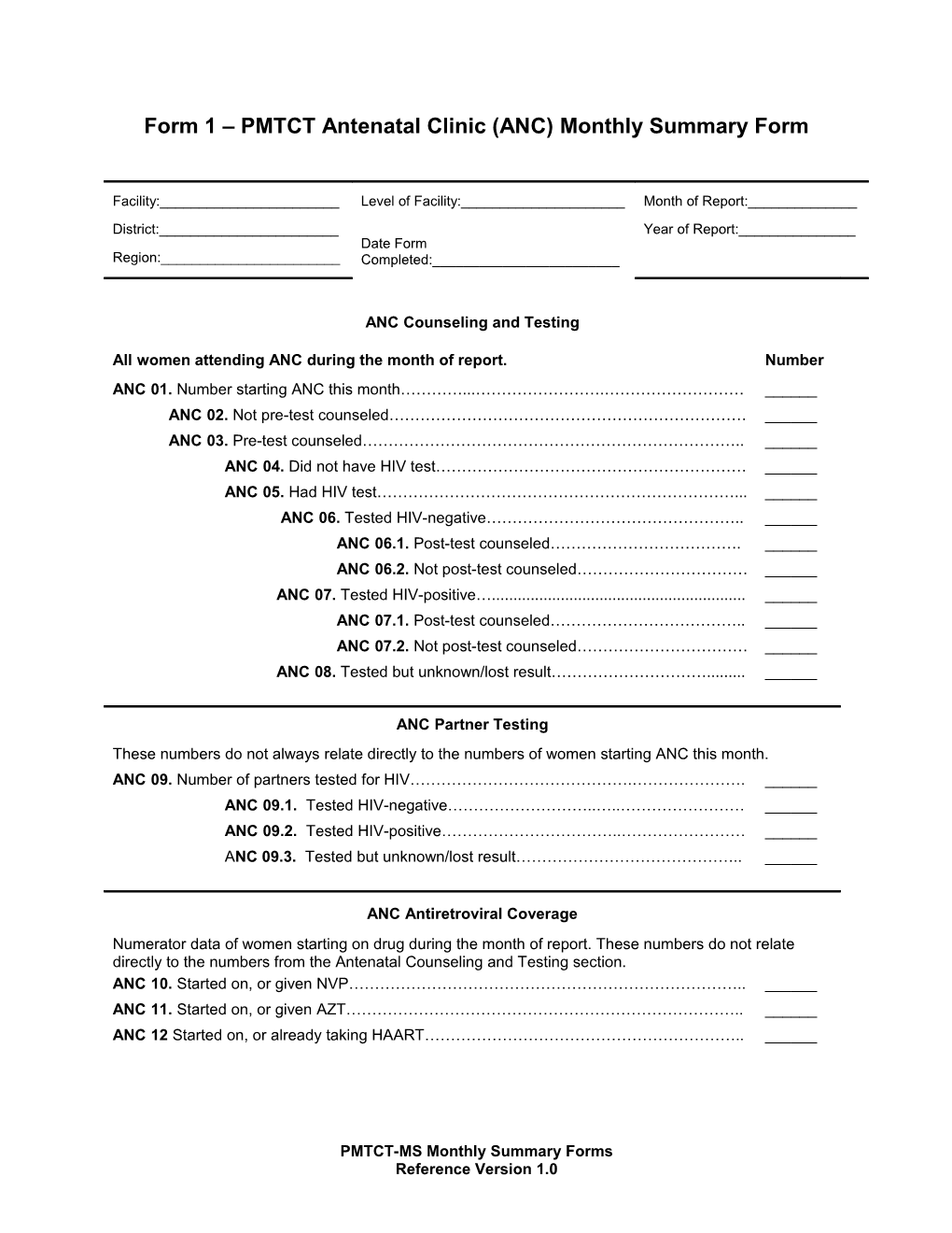 Instructions for Completing the ANC Register Columns