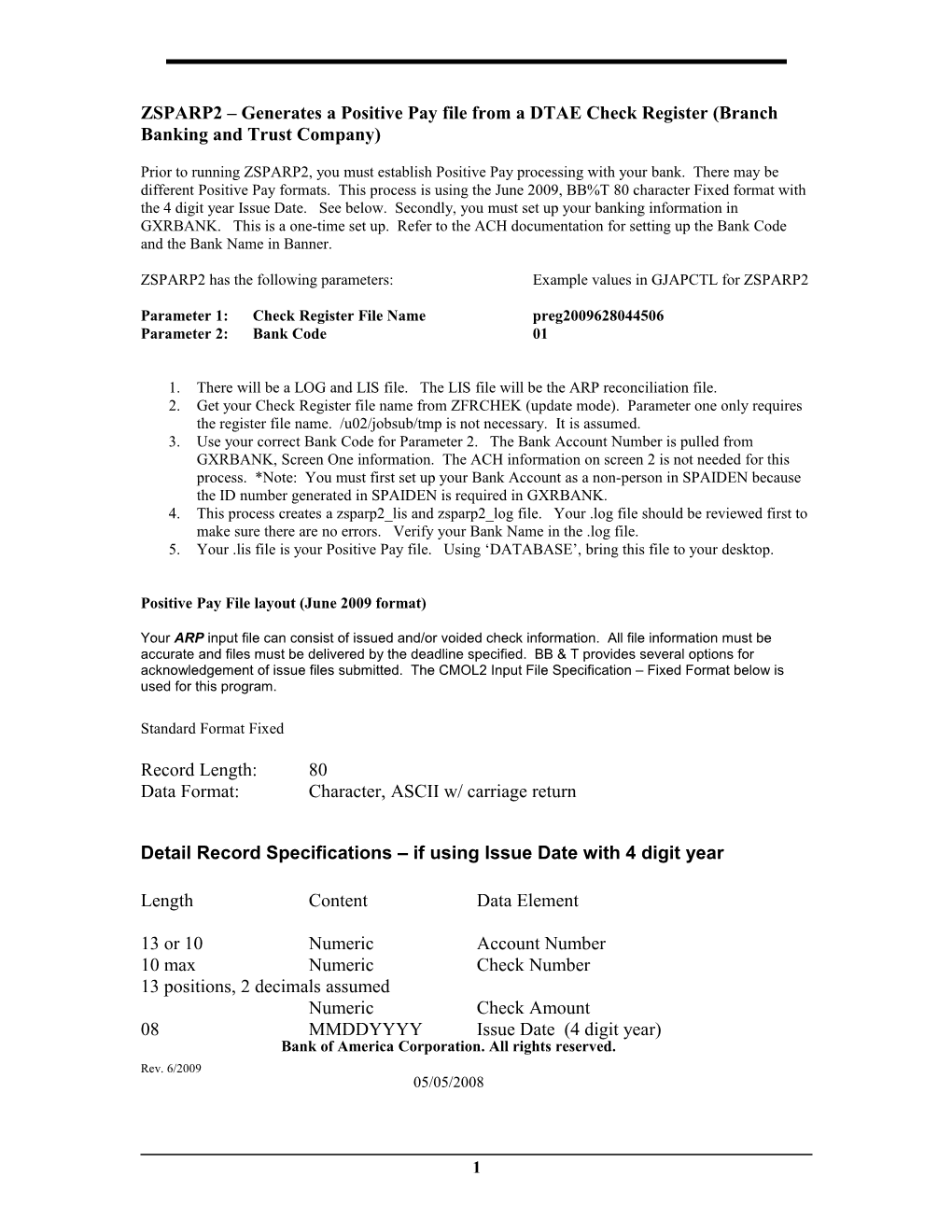 ZSPRECN Generates a Positive Pay File from a DTAE Check Register s1