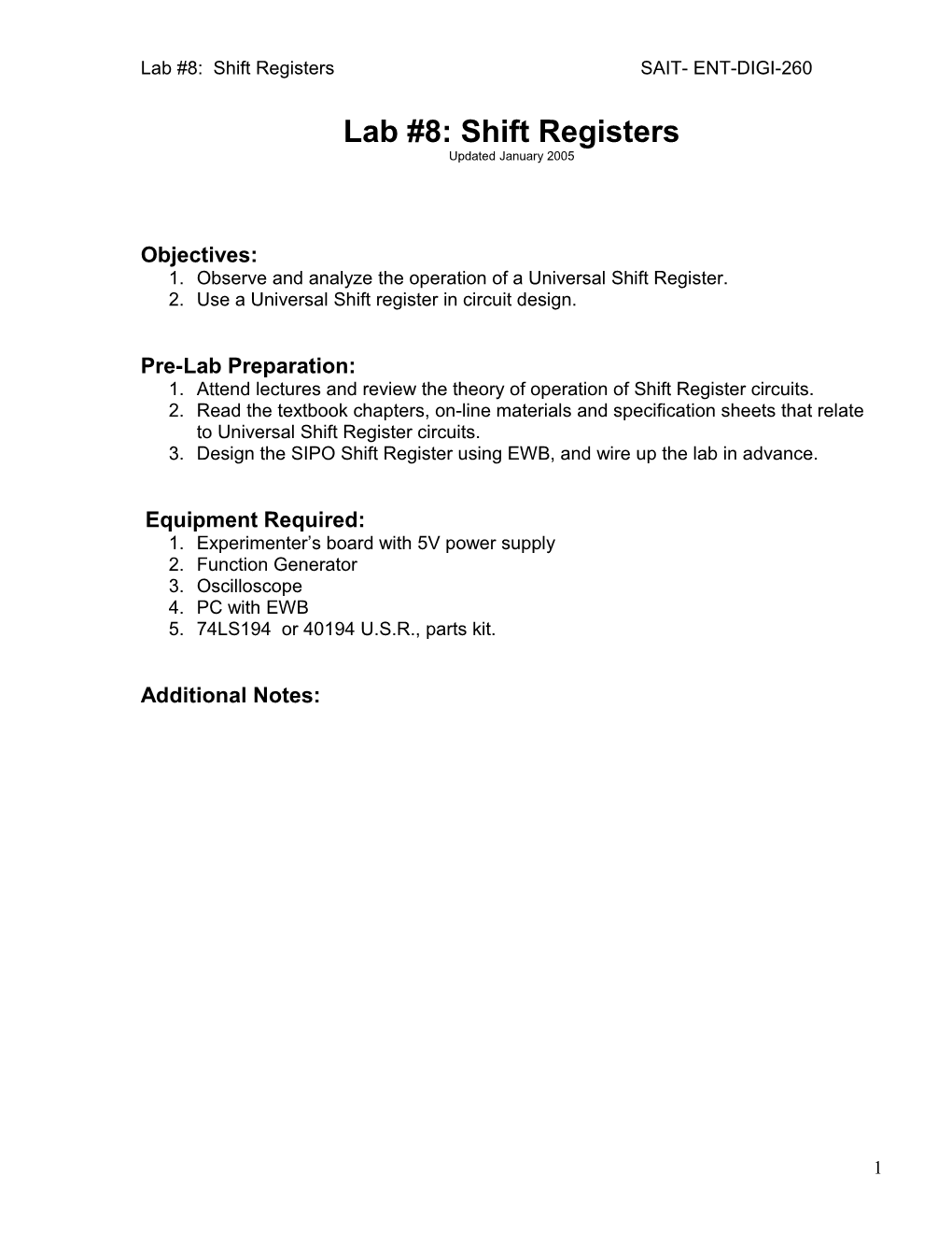Lab #8: Shift Registers