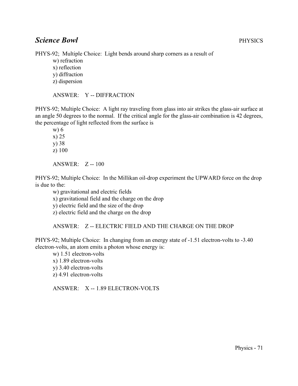 Science Bowl (Physics Part 11)