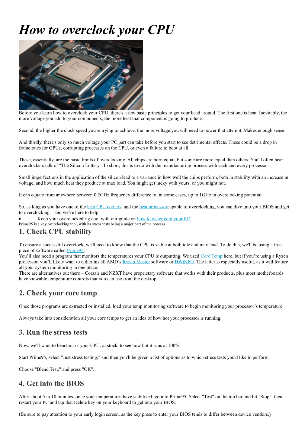 How to Overclock Your CPU