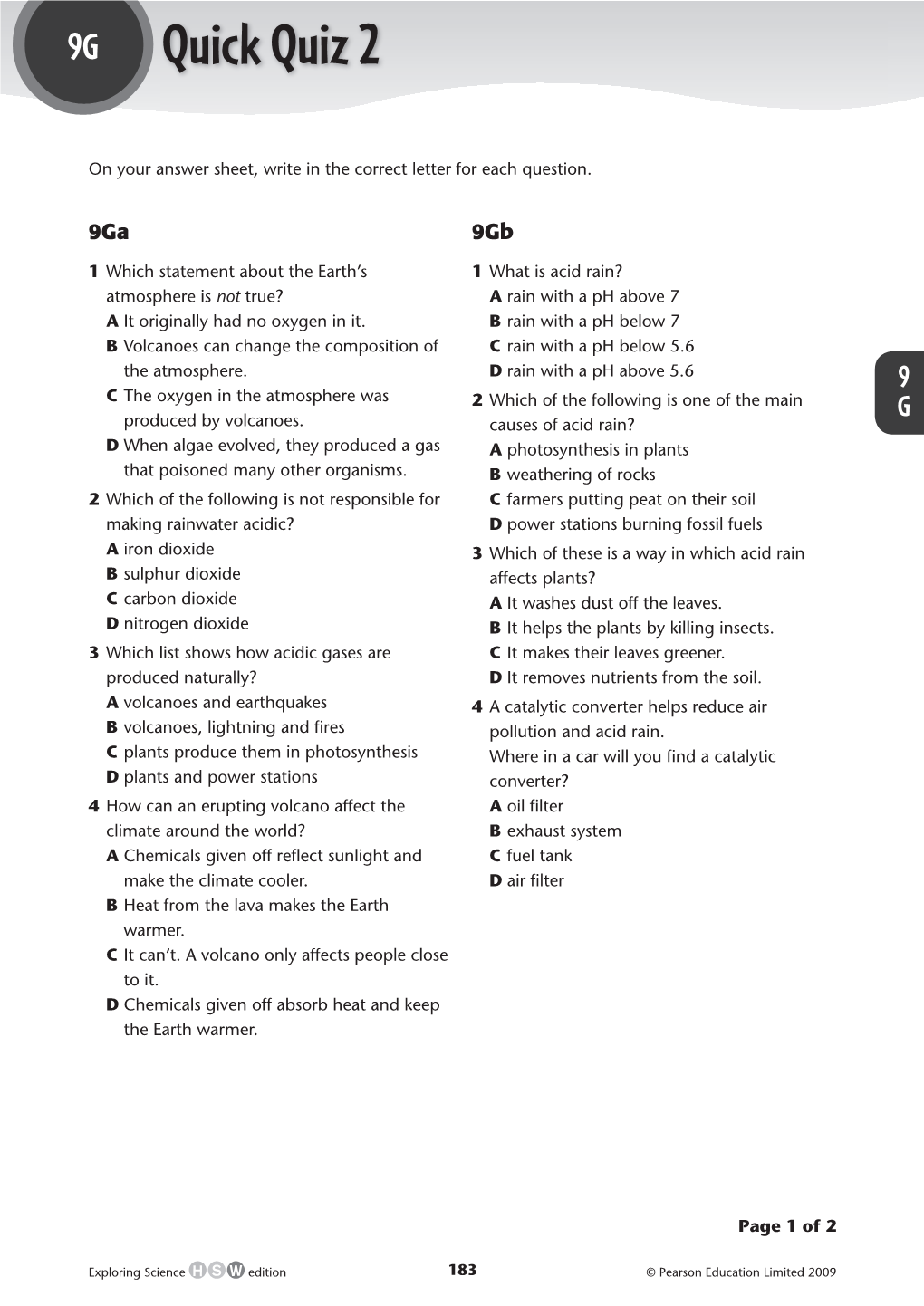 Air Pollution Quick Quiz