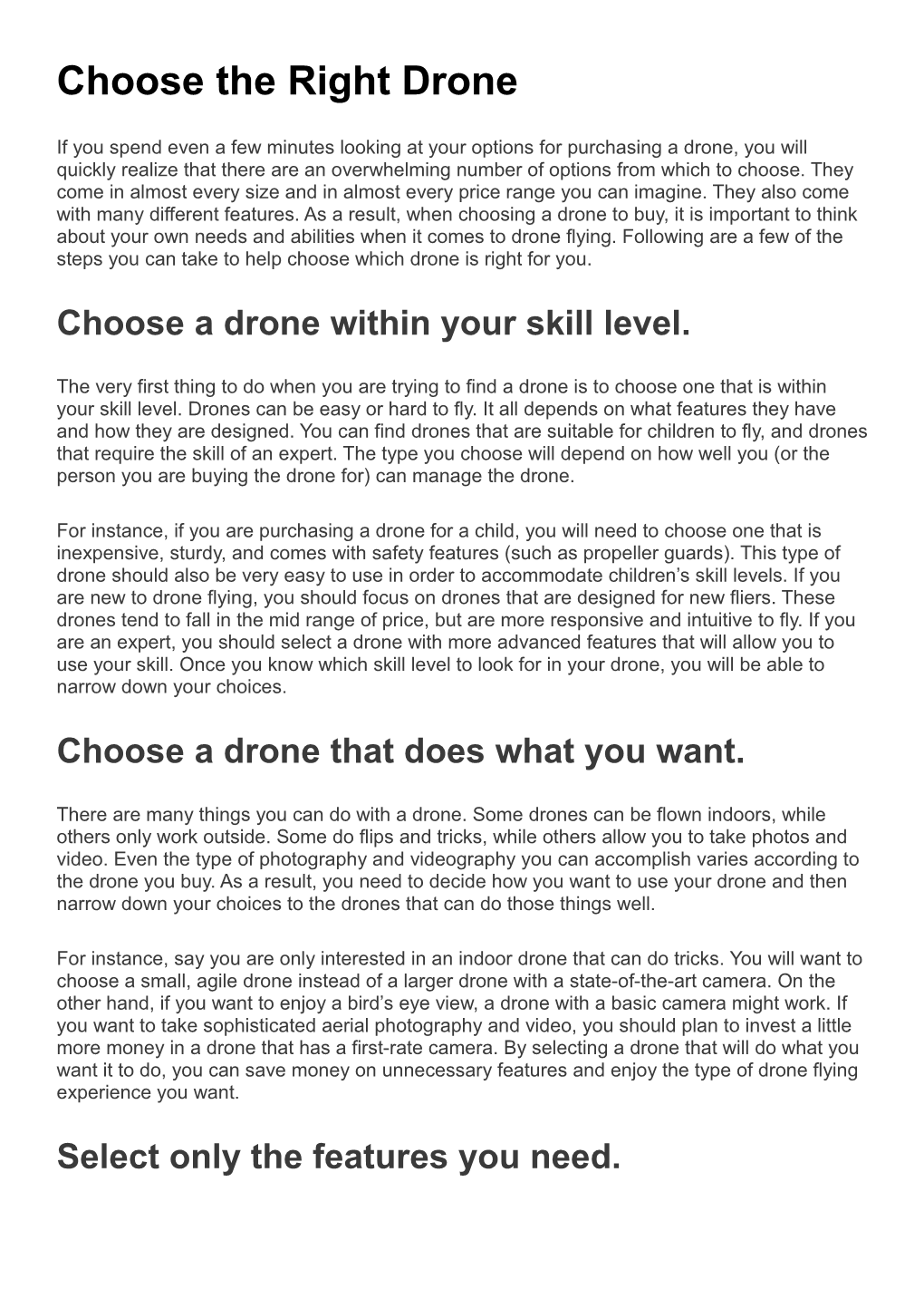 Choose the Right Drone