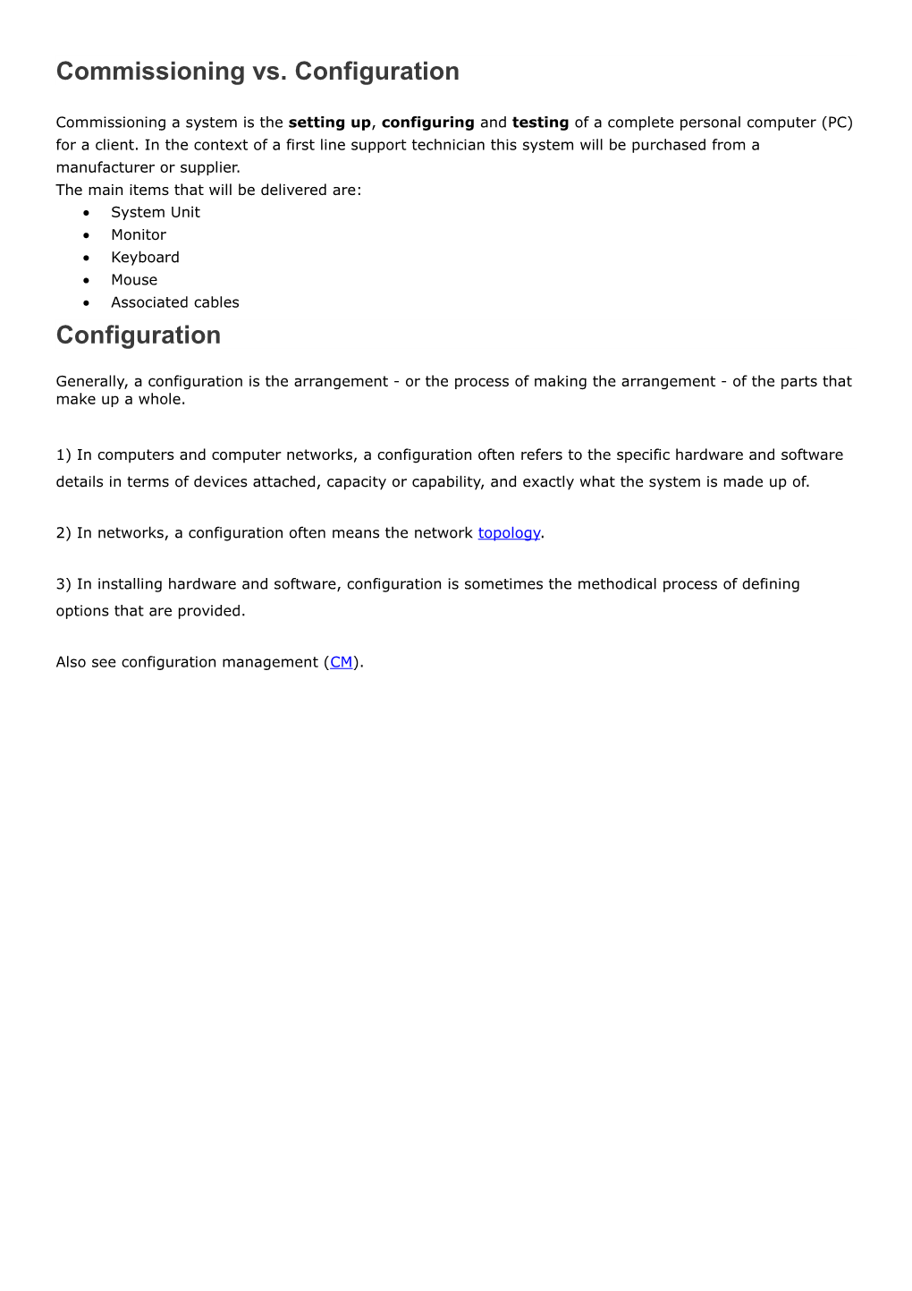 Commissioning Vs. Configuration