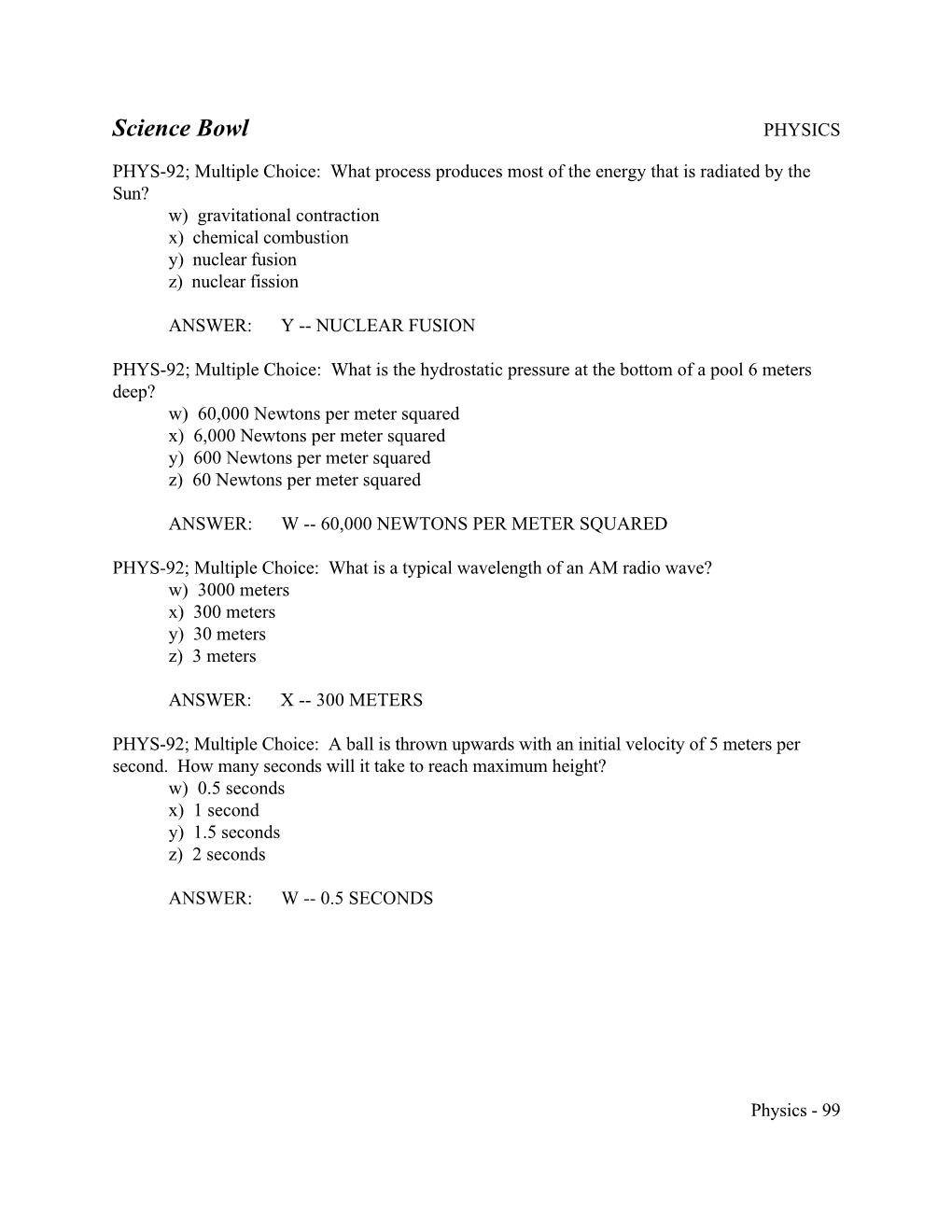 Science Bowl (Physics Part 15)