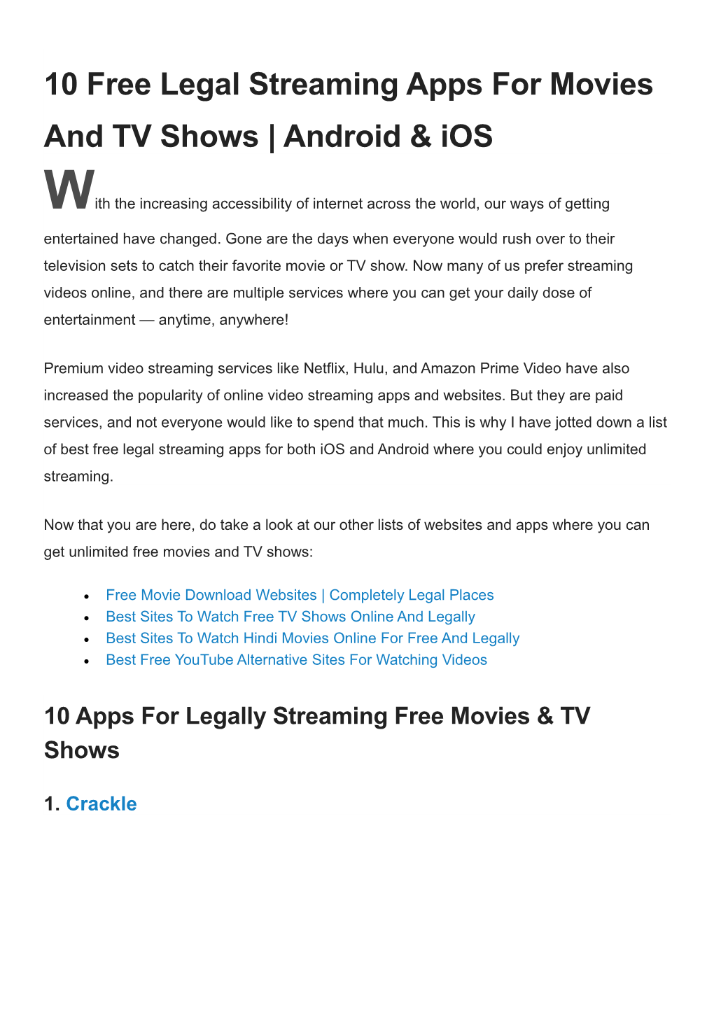 10 Free Legal Streaming Apps for Movies and TV Shows Android & Ios