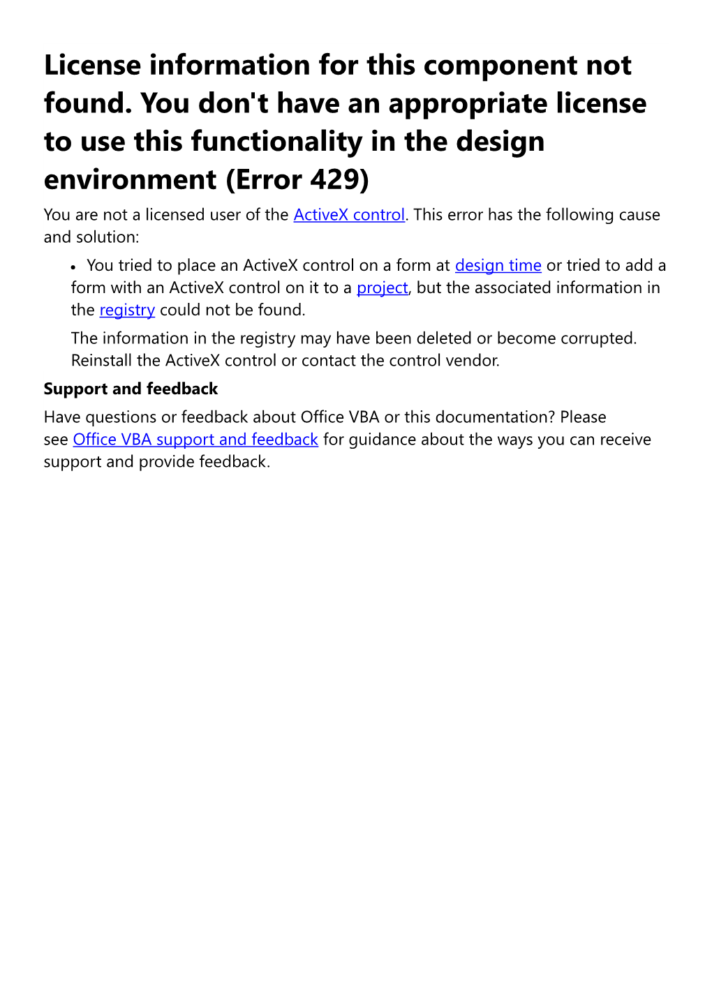 License Information for This Component Not Found. You Don't Have an Appropriate License to Use This Functionality in the Design Environment (Error 429)