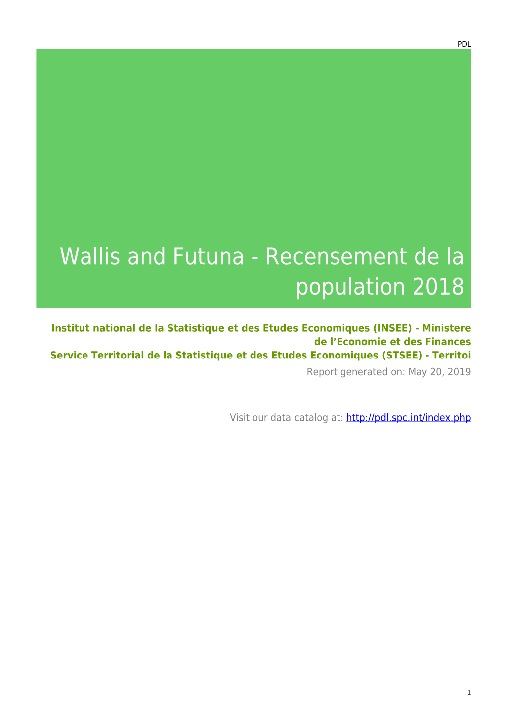 Wallis and Futuna - Recensement De La Population 2018