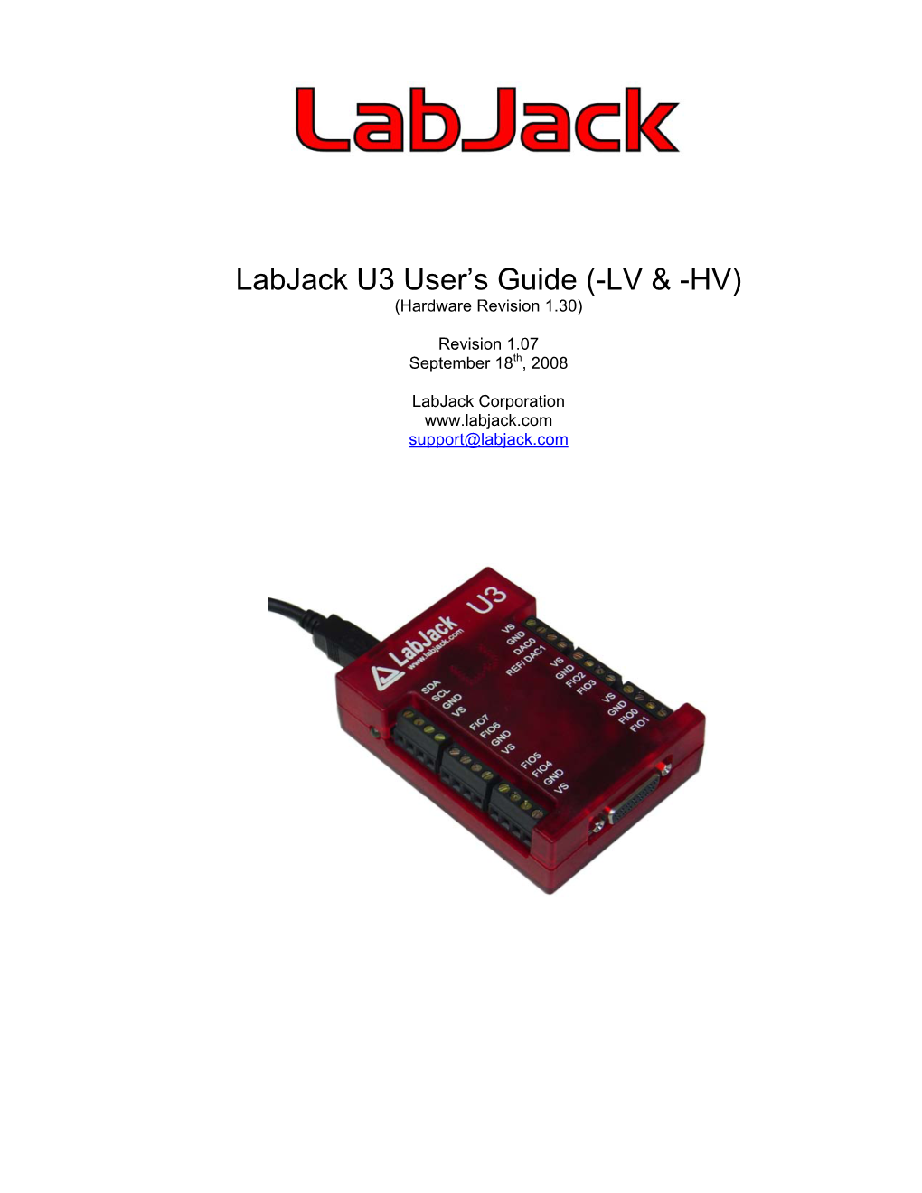 Labjack U3 User’S Guide (-LV & -HV)