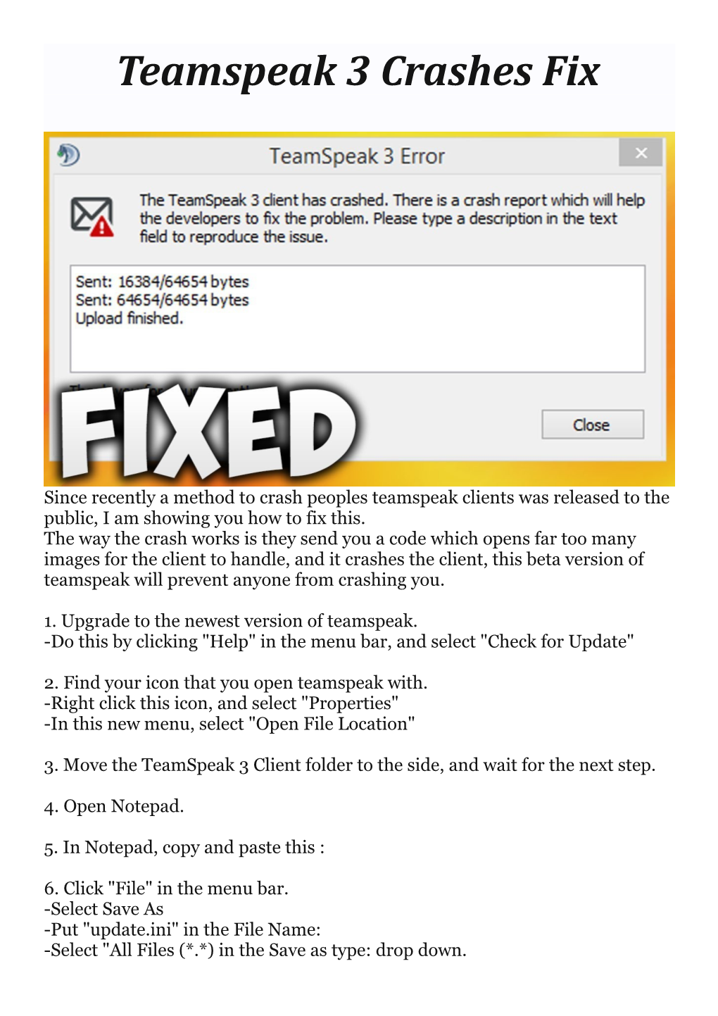 Teamspeak 3 Crashes Fix