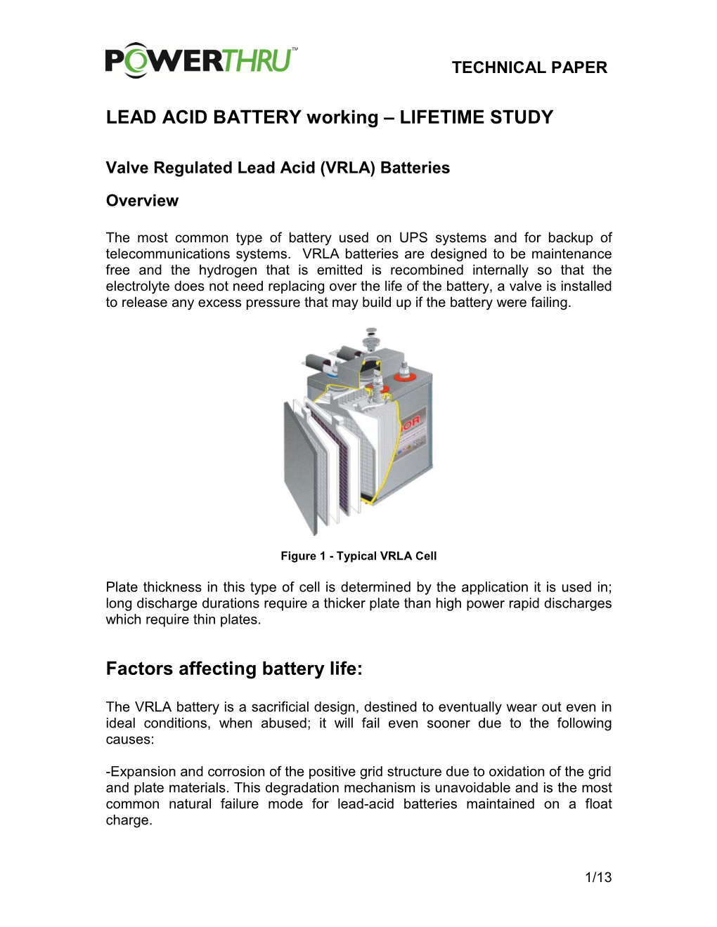 LEAD ACID BATTERY Working – LIFETIME STUDY