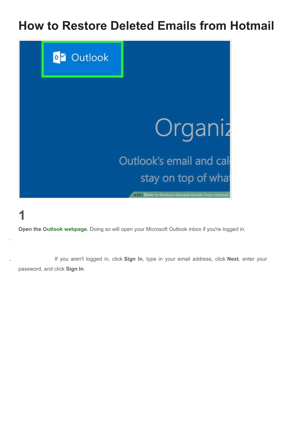 How to Restore Deleted Emails from Hotmail