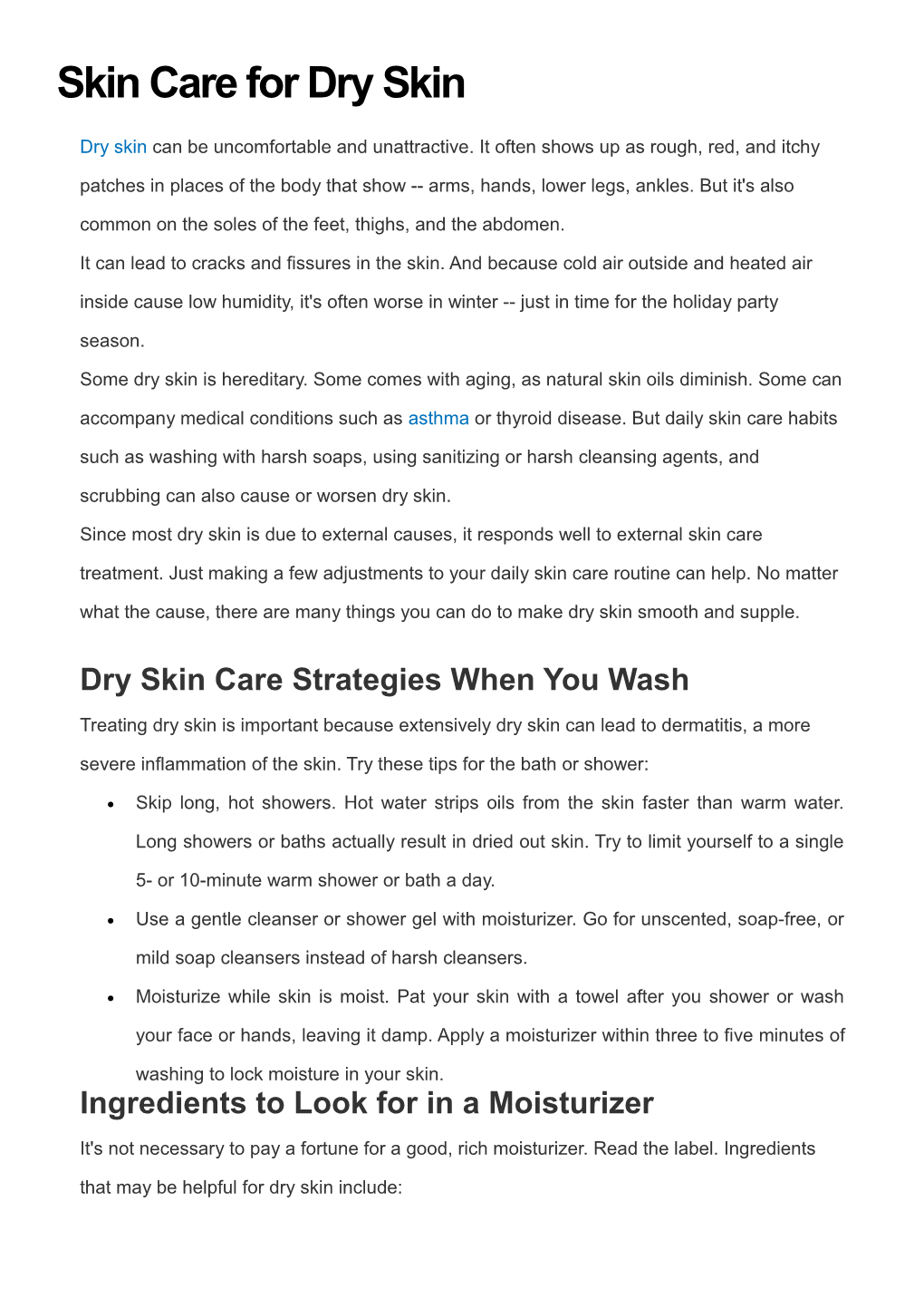 Skin Care for Dry Skin