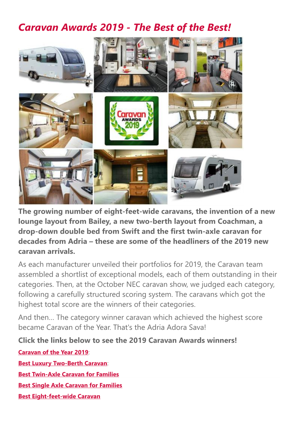 Caravan Awards 2019 - the Best of the Best!