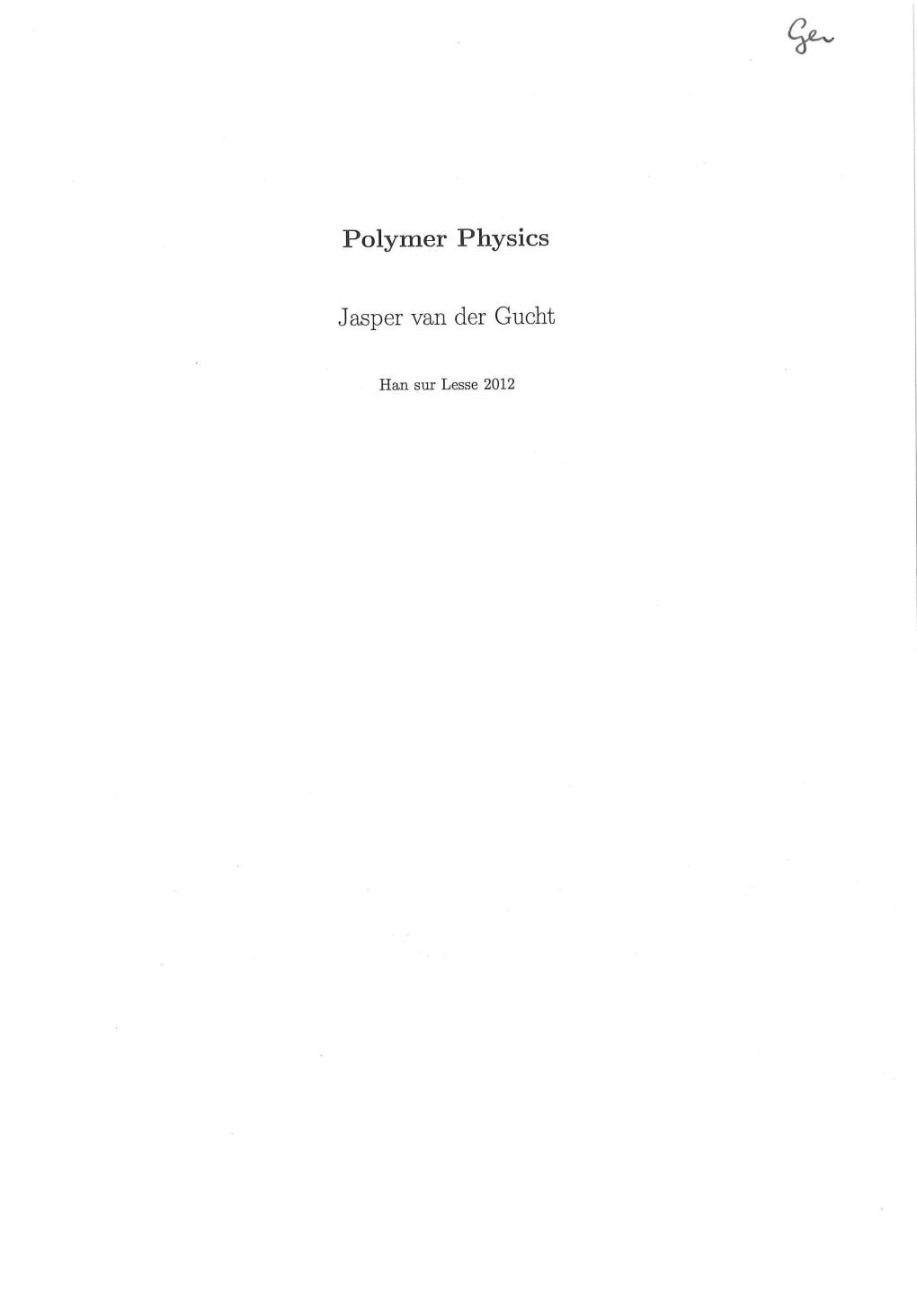 Polymer Physics