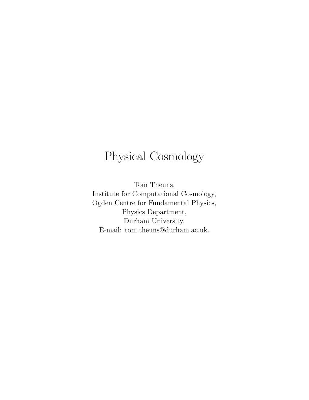 Physical Cosmology