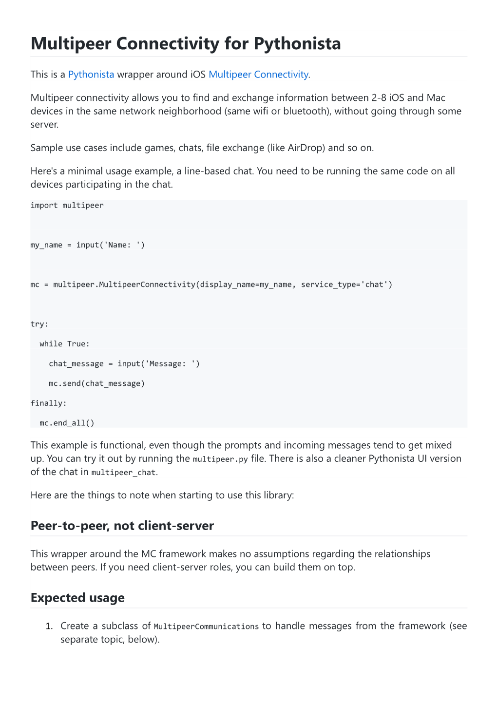 Multipeer Connectivity for Pythonista