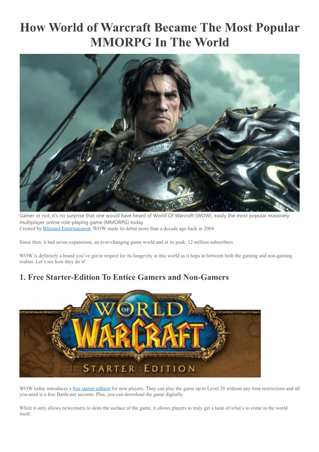 How World of Warcraft Became the Most Popular MMORPG in the World