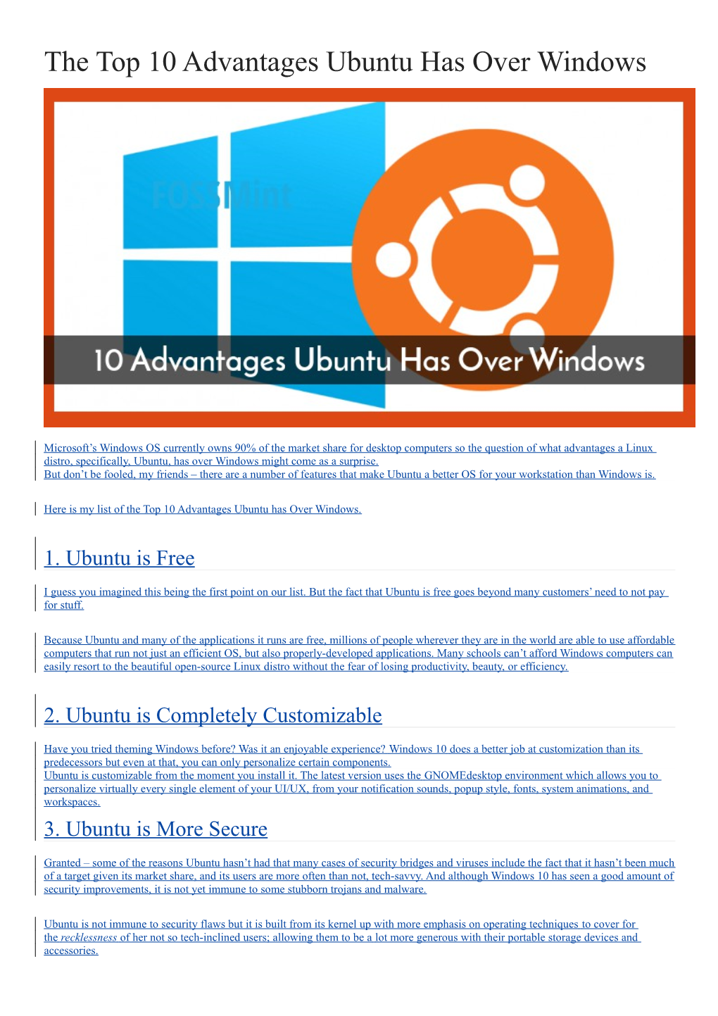 The Top 10 Advantages Ubuntu Has Over Windows