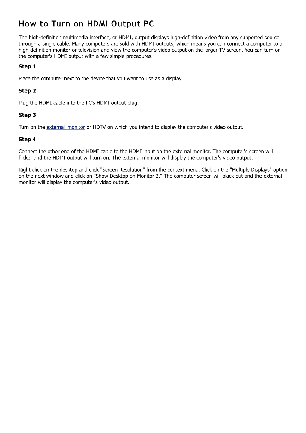 How to Turn on HDMI Output PC