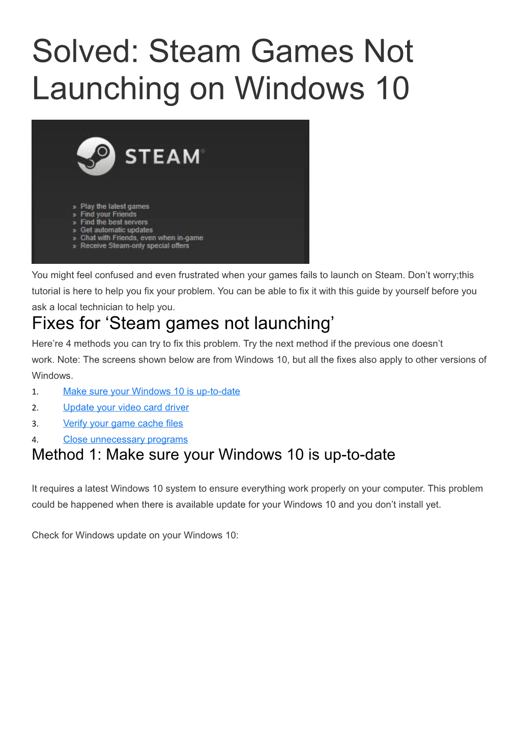 Solved: Steam Games Not Launching on Windows 10