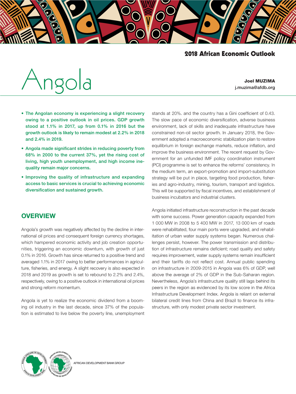 2018 African Economic Outlook Angola