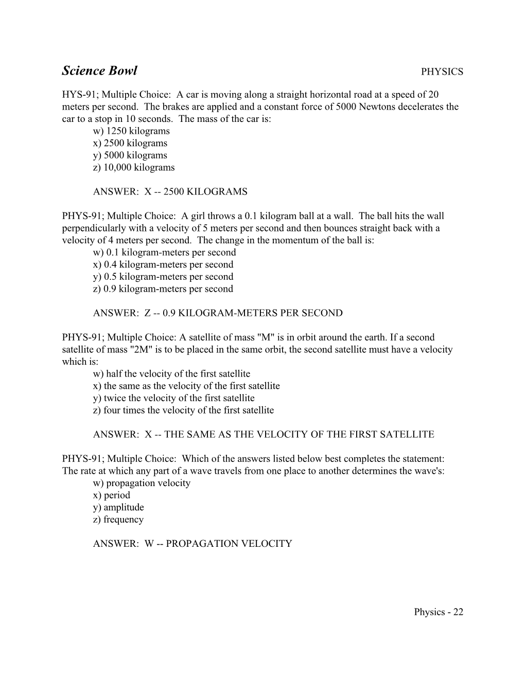 Science Bowl (Physics Part 4)