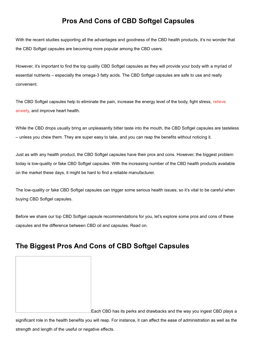 Pros and Cons of CBD Softgel Capsules