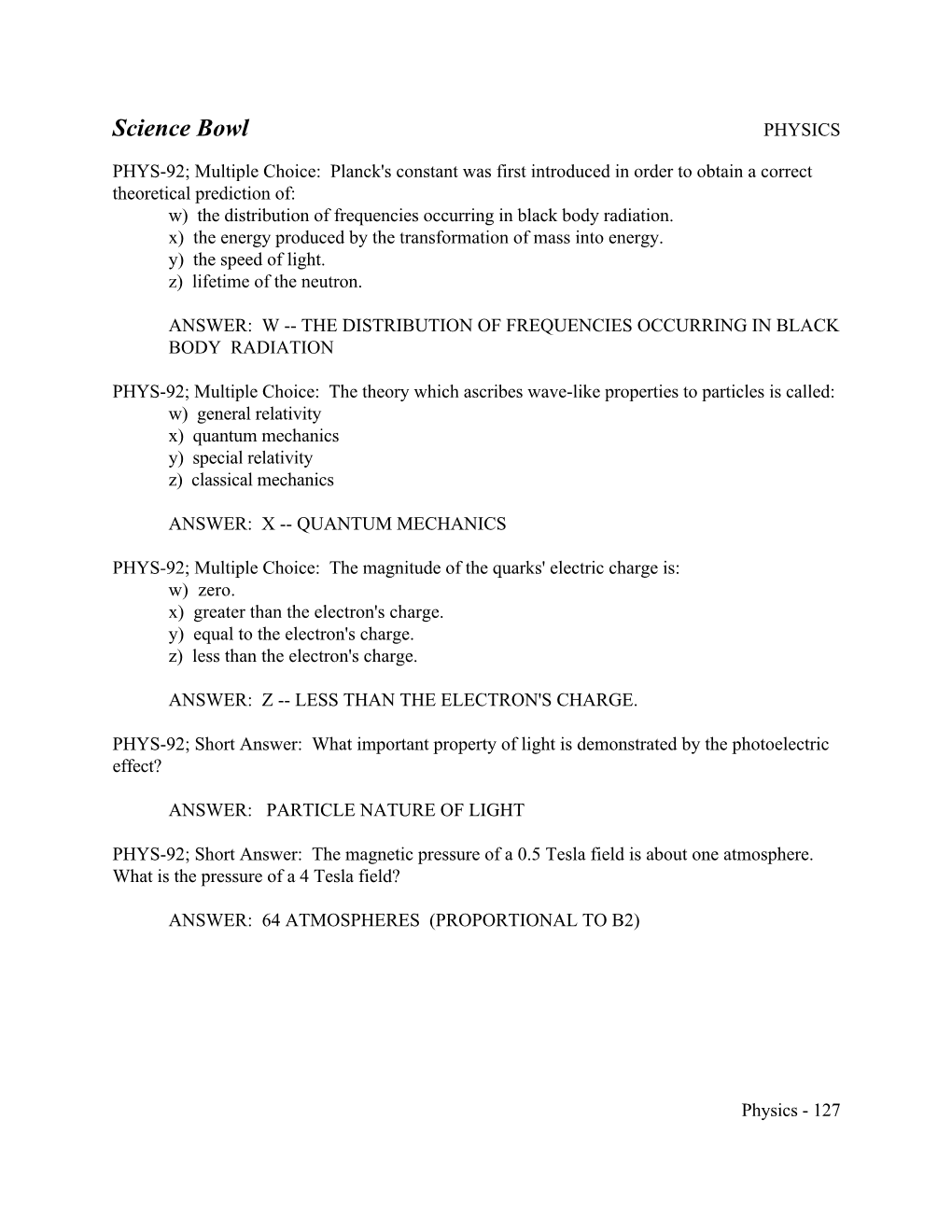 Science Bowl (Physics Part 19)