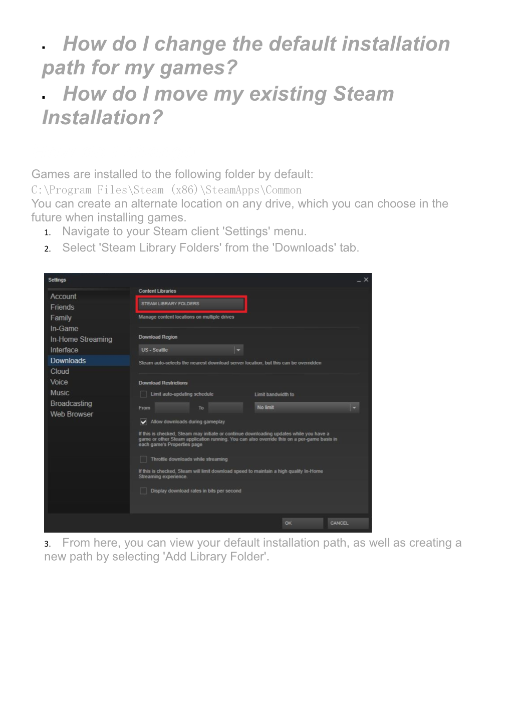 How Do I Move My Existing Steam Installation?