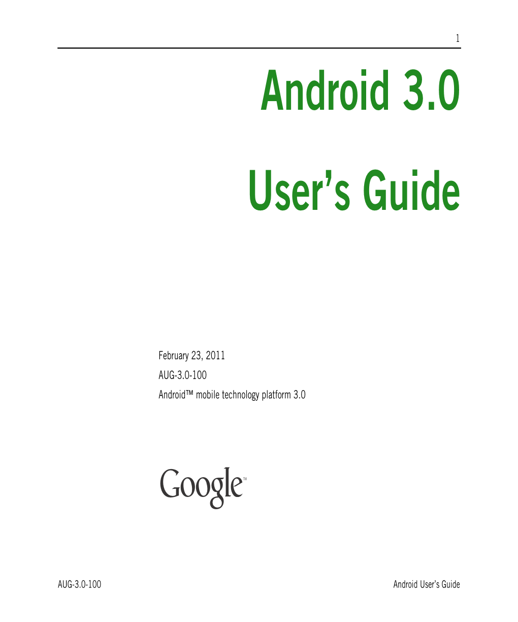 Android 3.0 User’S Guide