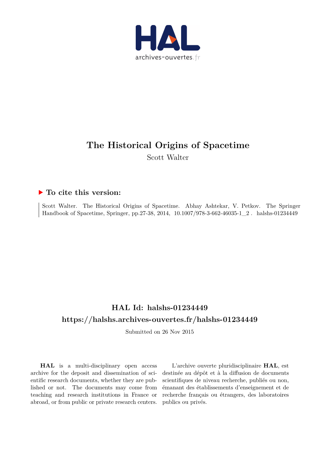 The Historical Origins of Spacetime