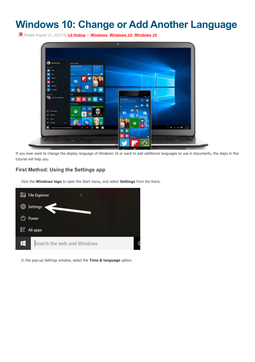 Windows 10: Change Or Add Another Language