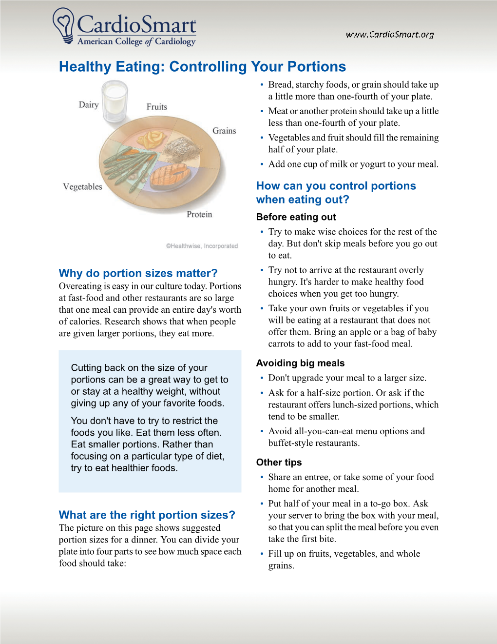 Healthy Eating: Controlling Your Portions