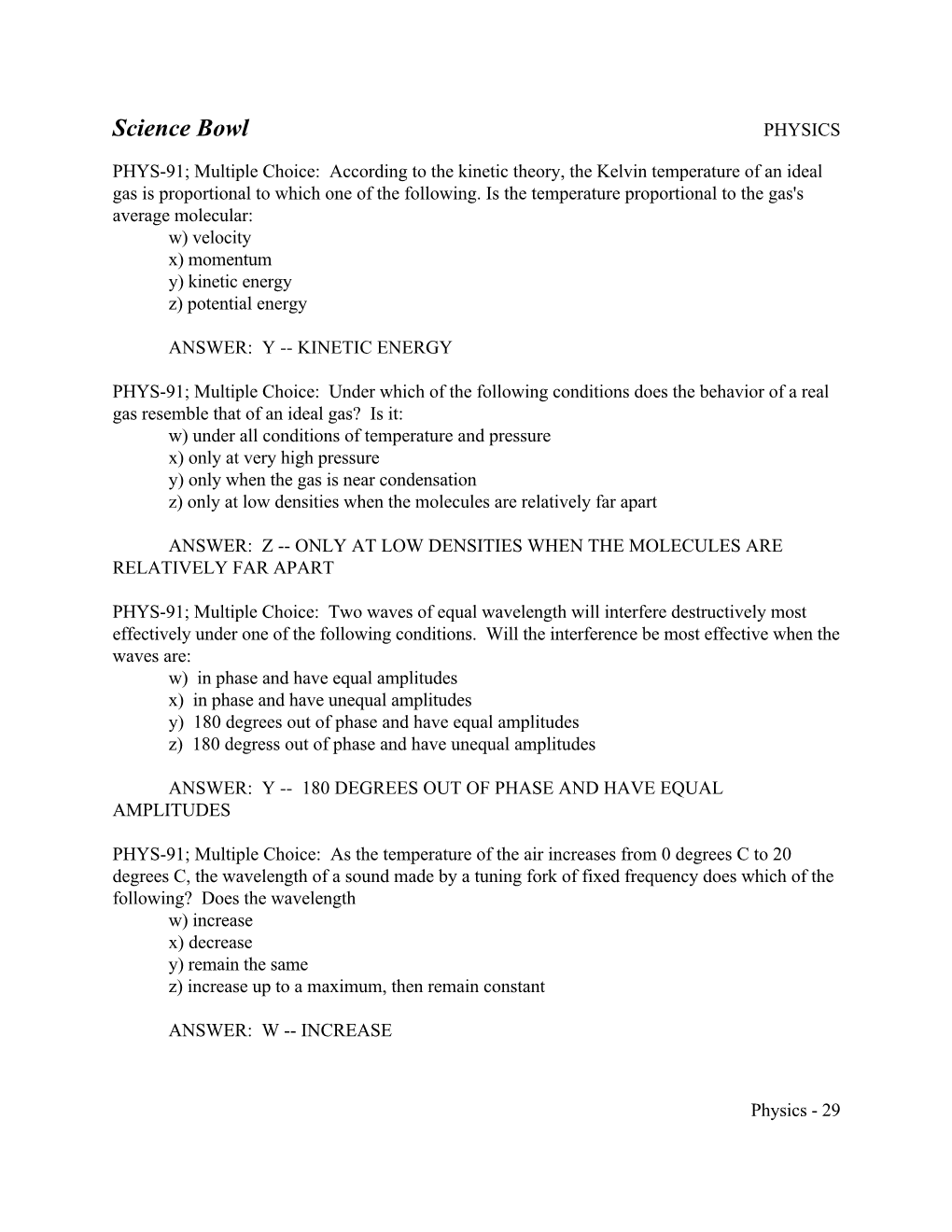 Science Bowl (Physics Part 5)