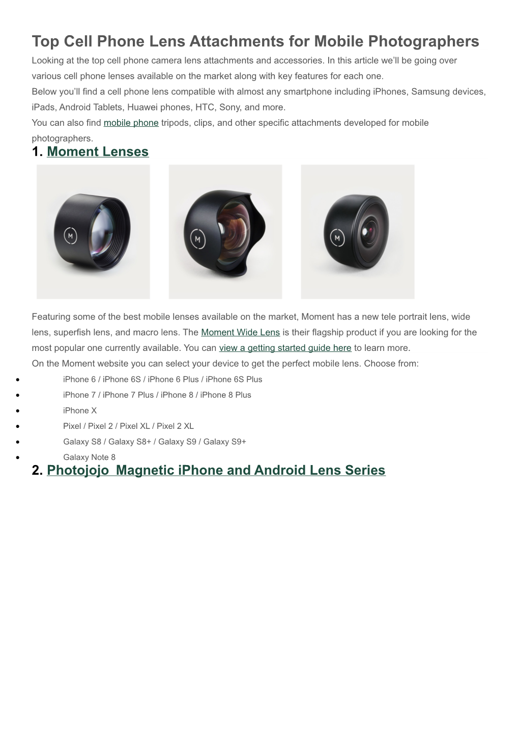 Cell Phone Lens Attachments for Mobile Photographers