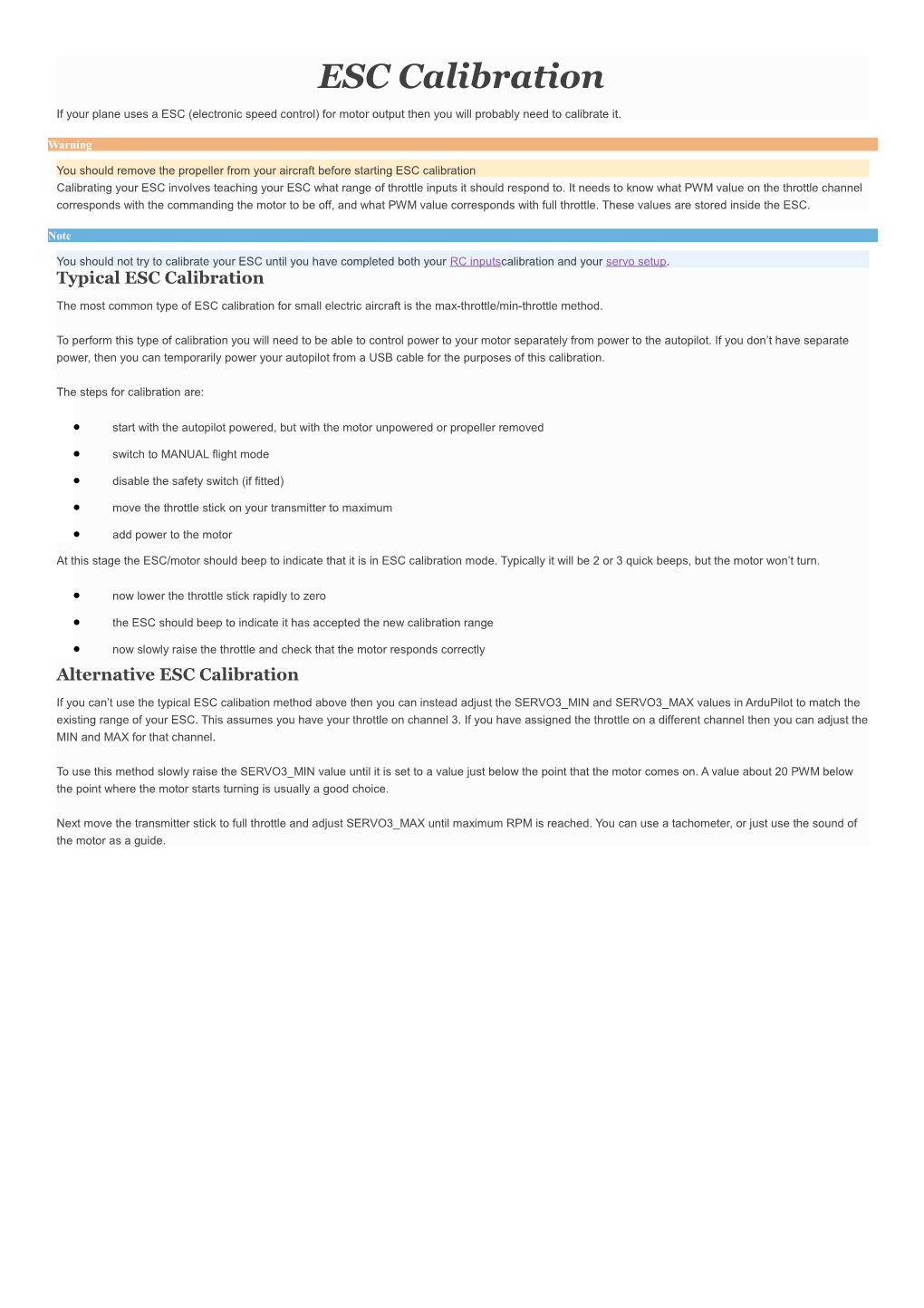 ESC Calibration