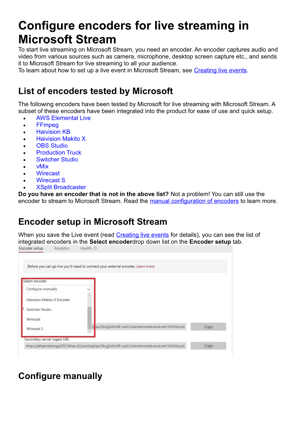 Configure Encoders for Live Streaming in Microsoft Stream