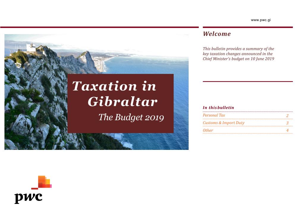 Taxation in Gibraltar the Budget 2019